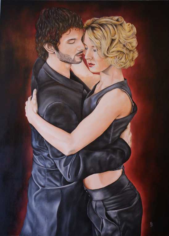 Figurative fine art Painting. Tango Dancers.  Peter Buddle